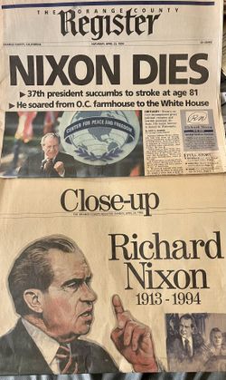 Newspaper From 1994 President Nixon Dies