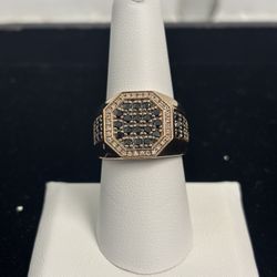 14KT Rose Gold .30ct Tw Diamond And Black Stone Ring