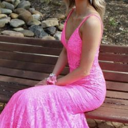 Prom Dress gorgeous Bubble Gum Pink With Sparkle