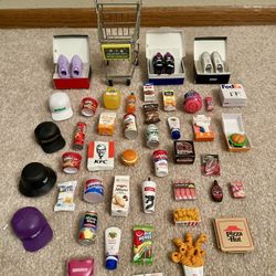 Bundle Lot Of Mini Brand Toy With Metal Shopping Cart 