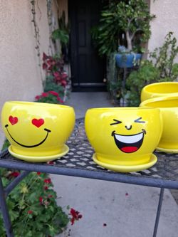 Yellow Happy Face Planters $10 EACH