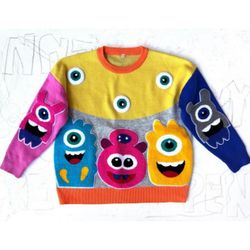 Monster Cartoon Colorful and Fun Sweater. 