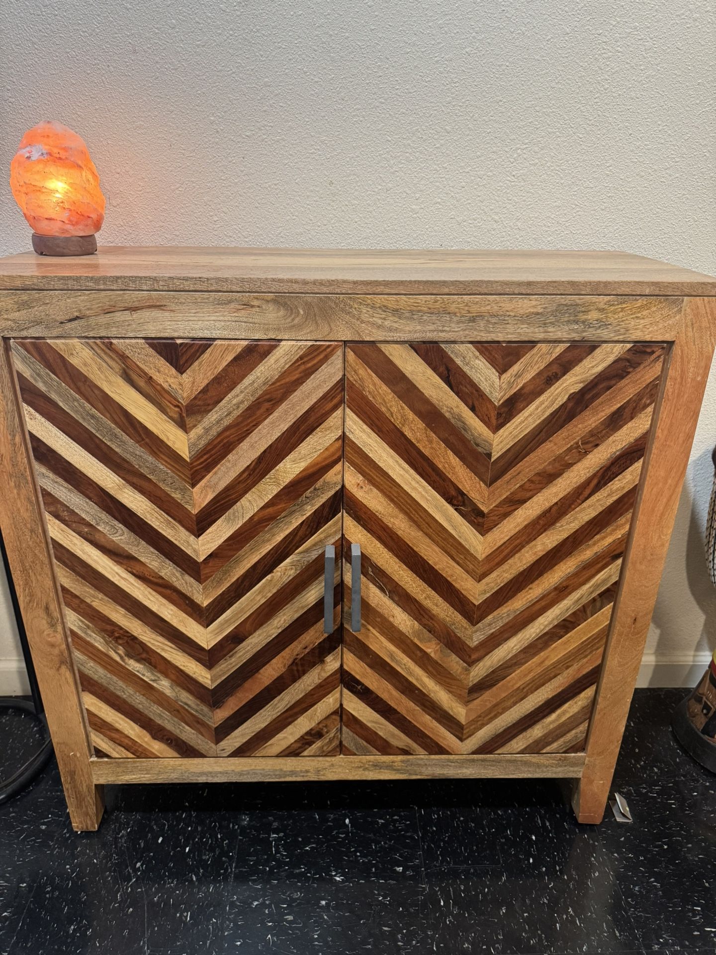 Pier 1~ Kadhi Chevron Cabinet (Mango Wood) (2)