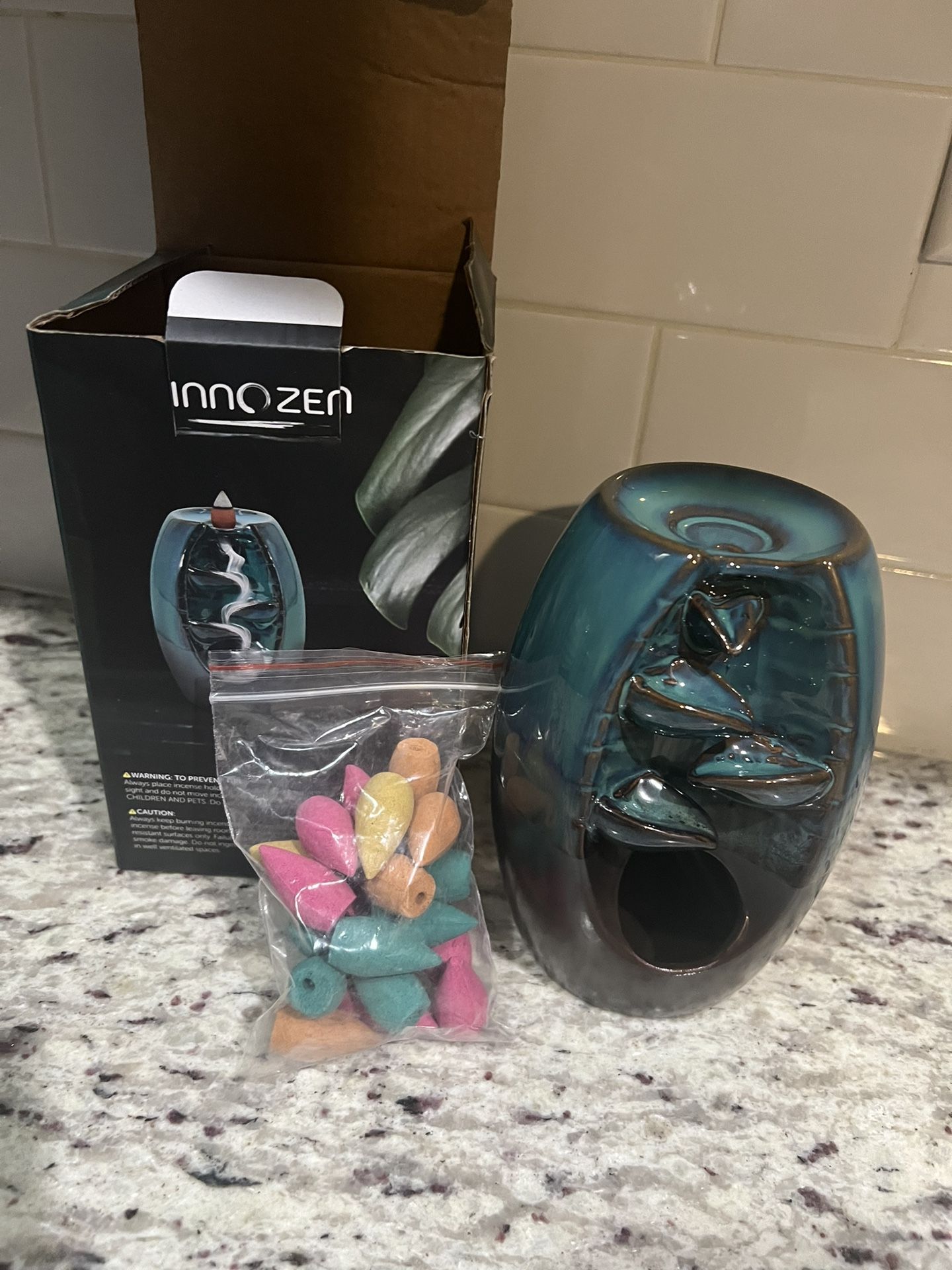 Ceramic backflow incense burner