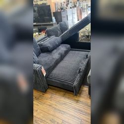 Black Jumbo corduroy pull out sofa bed sleeper sofa