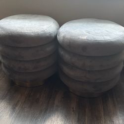Gray Velvet Storage Ottoman