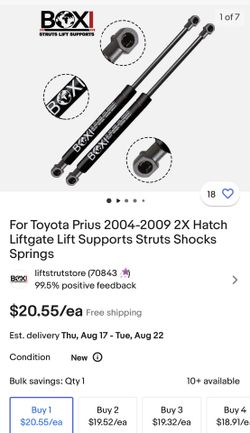 Toyota Prius Hatch Liftgate Supports 2004-2009