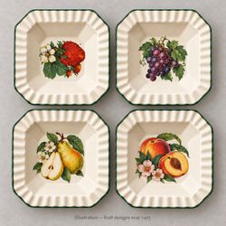 Set of 4 porcelain Fruit Motif Dishes