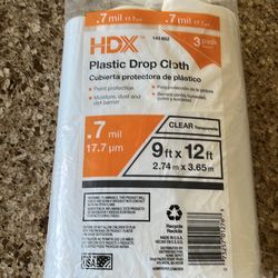 HDX Plastic Drop Cloth 3  pack, New !