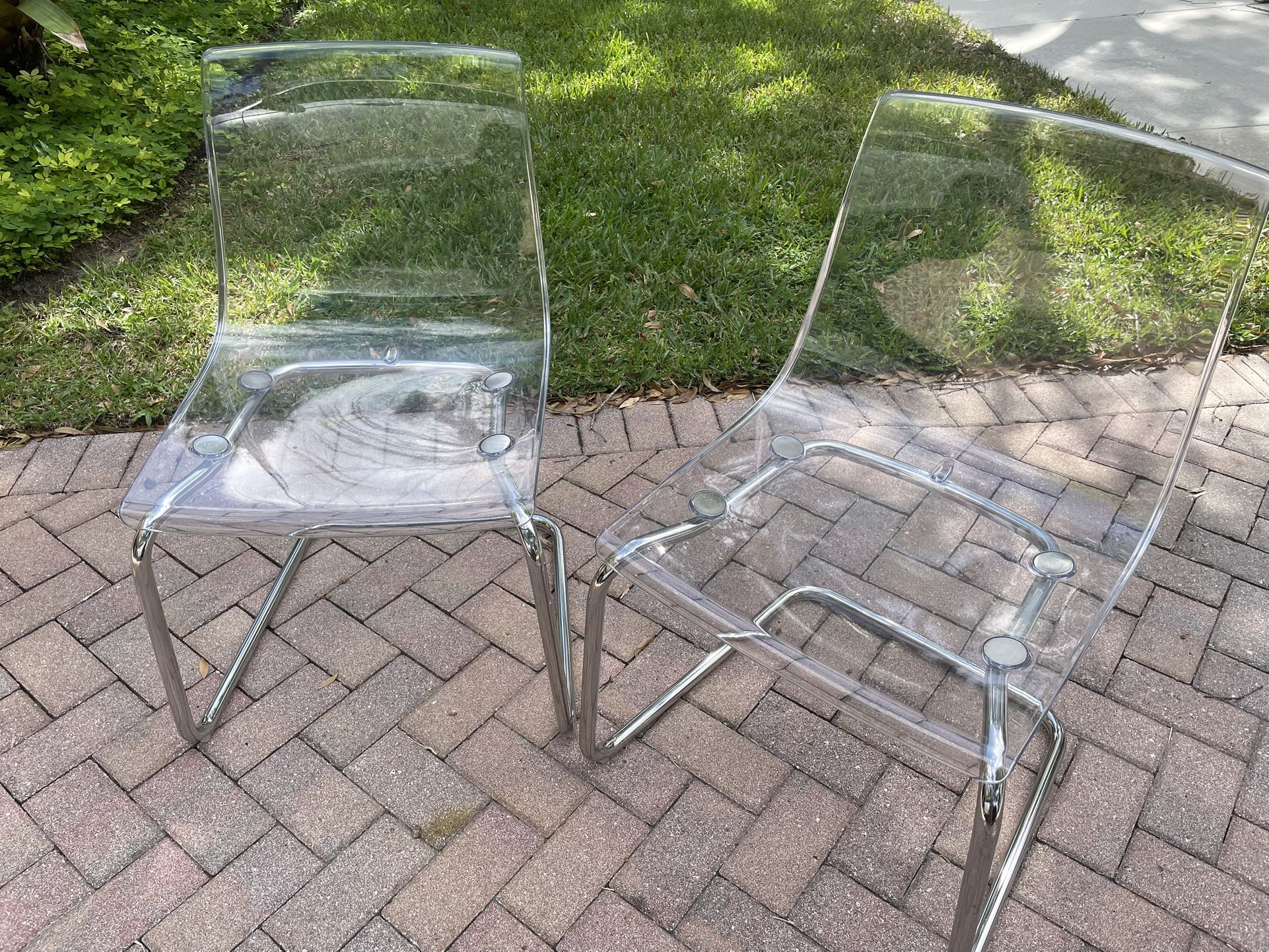 Pair of IKEA Tobias Clear Acrylic Chairs – $100 for BOTH!