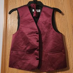 Boys Burgundy Formal Vest With Tie Size 6