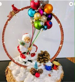 Handmade Santa Christmas Centerpiece Decoration, handcrafted