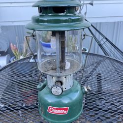 Vintage 1967 COLEMAN Lantern  Green  Model 220F-228F Pyrex Globe