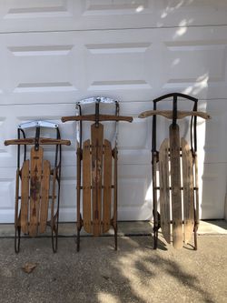 3 Vintage Sleds Useful & Christmas Decor