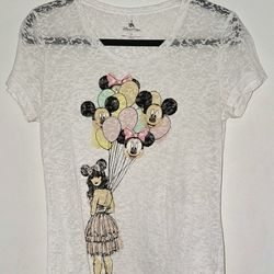 Disney Girl With Balloons Tshirt. Burn-out Style