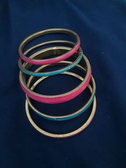 Pink and turquoise bracelets
