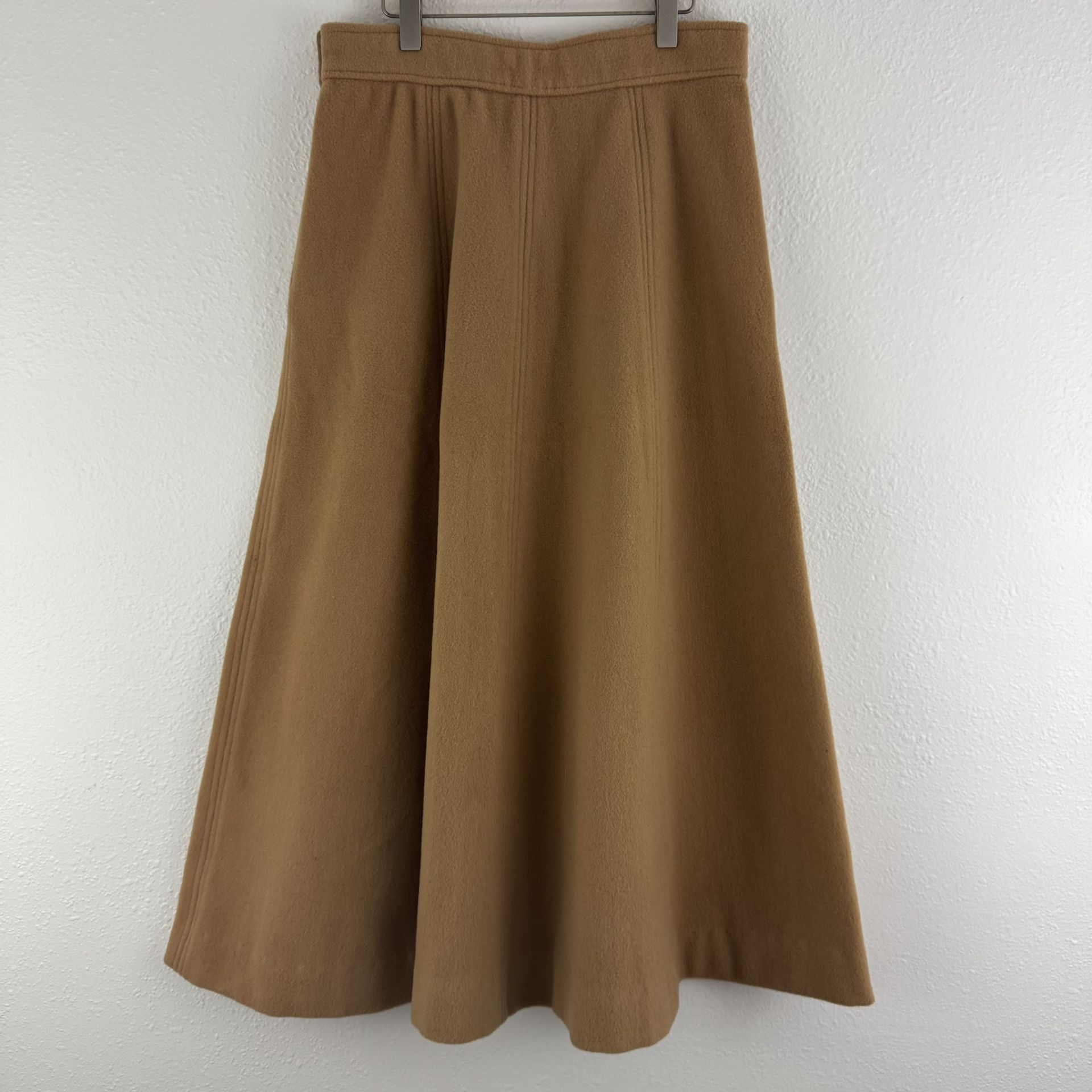 HEIMDALL Vintage 1950s Brown Wool High Waist A-Line Long Midi Swing Circle Skirt