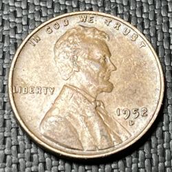 1952 D Lincoln Wheat Cent Penny Coin 