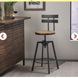 Jutte Black Brush Silver Firwood Smooth Back Adjustable Bar Stool