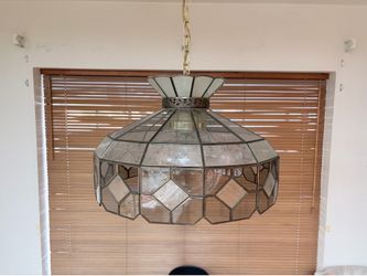 Vintage Stained Glass Hanging Pendant Light Fixture