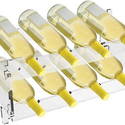 8 Bottle Wine Rack Countertop Free Standing Floor Stackable Modular Countertop Small Wine Holder 2-Tier Display Wine Storage Shelves Clear Acrylic