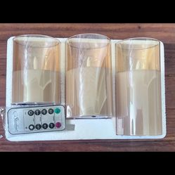Stonebriar Assorted Size Real Wax Flameless LED Candles in Gold Glass (Set of 3)