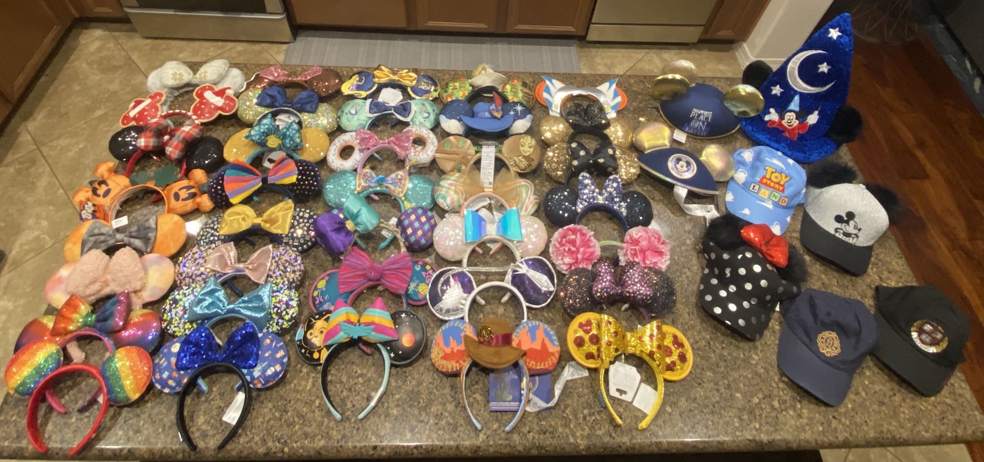 Brand new Disney Parks exclusive ears. $20 each or all 60 for $600. $40 for Club 33 hat. Price is firm. :) Higley and ray.