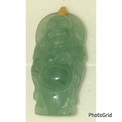 14k Gold Green Buddha Pendant 