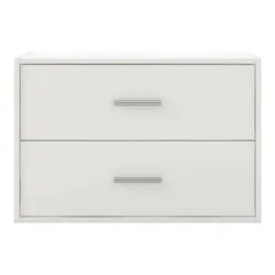 24/7 Shop At Home 16" Silkpath Modern 2 Drawer Stackable and Modular Bookcase White: MDF Construction, Smooth Finish, Organizational Furniture