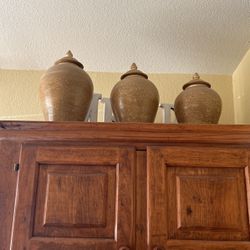 Set Of 3 Ceramic Jars 