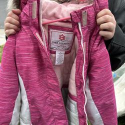 Winter Snow Jacket With Hood, Pink, Girl’s 10/12, Free Country