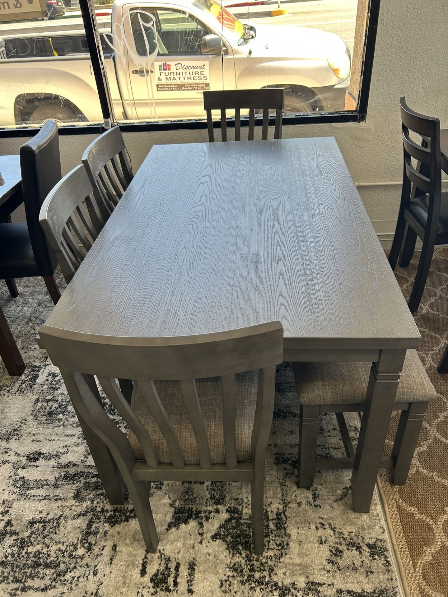6 Piece Dining Table Set Gray 