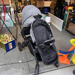 Contours Options Elite Tandem Double stroller w infant car seat attachment and boogie jump seat