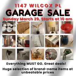 Garage Sale Tomorrow March 29