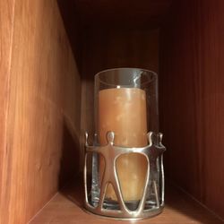Metal Unity Figure and Glass Candle Holder