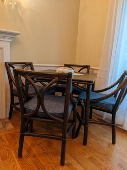 Bamboo Table and 4 Chairs Vtg Ficks Reed Company 