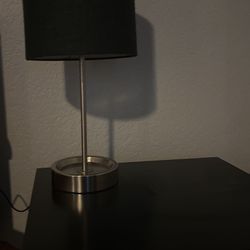 2 Black Modern Nightstands And 2 Lamps