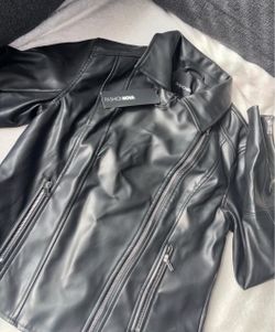 Fashion Nova Black Faux Leather Moto Jacket