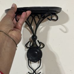 Floating Wall Shelves Made Of Wood And Iron Black Color