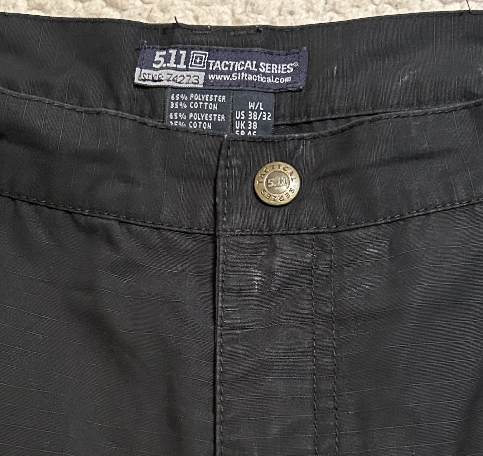 5.11 Taclite Pro Tactical Cargo Pants 74273 Black-Ripstop 8 Pockets Men's Size 38x32 💥$20💥
