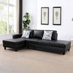 Black Leather Couch Set 