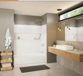 Bootz Industries Aloha NexTile 60 in. L x 30 in. W x 75 in. Alcove Bathtub and Shower Stall Combo Kit with Left or right  Hand Drain in White