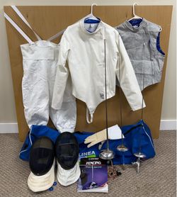 Fencing Epee Equipment Lot Blue Gauntlet Leon Paul Linea Adult Gear
