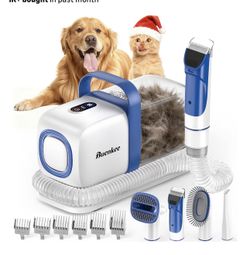 Dog Grooming Kit with Vacuum, 15000Pa Pet Hair Clipper and Shedding Brush, 50dB Low Noise, 2L Capacity, White 
