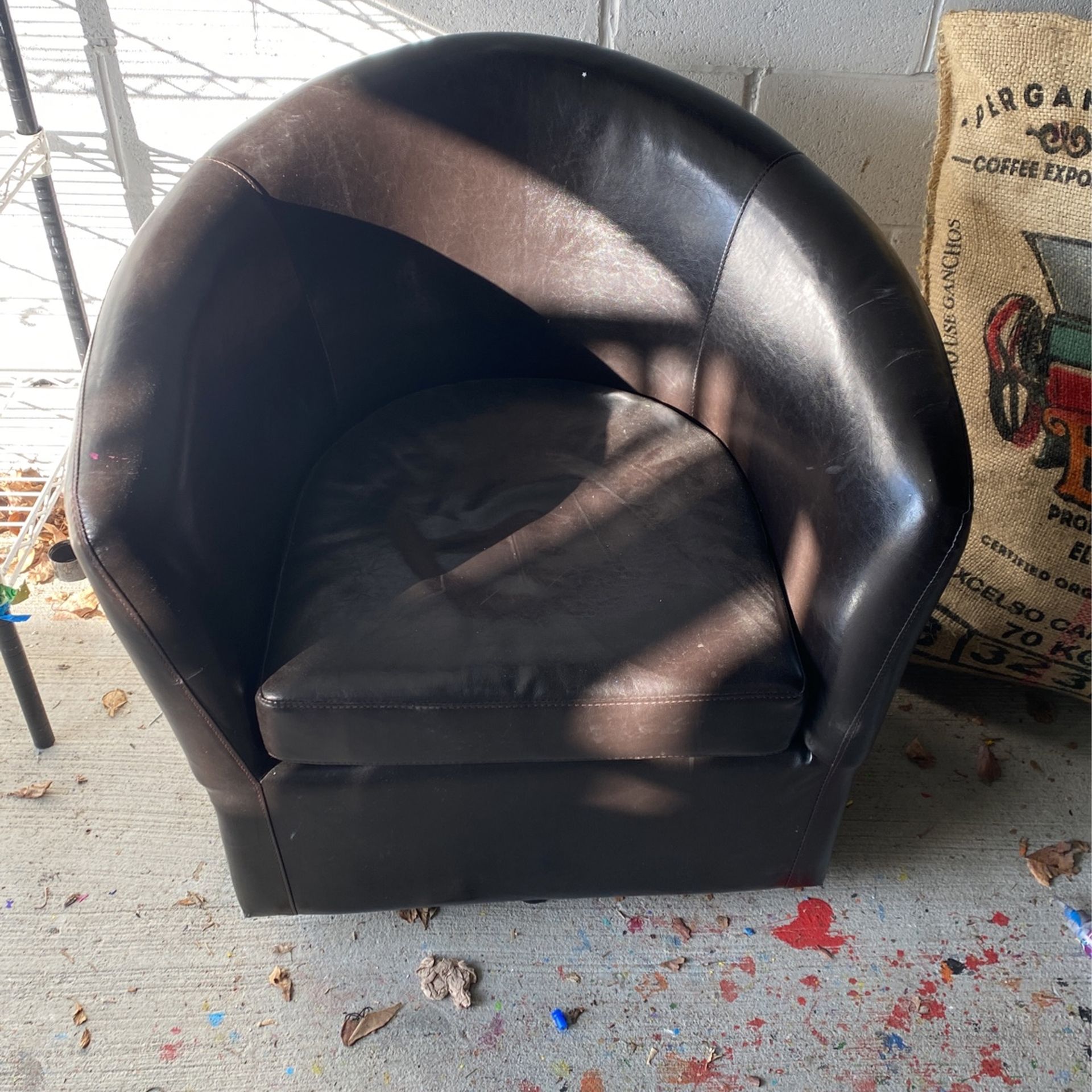 Brown Leather Spinning Chair 