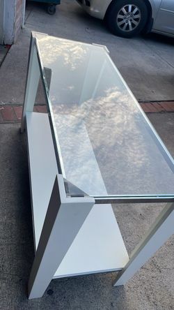 White Glass Top Console Table