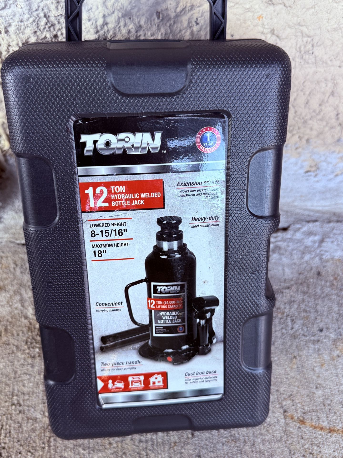 Torin Black 6-Ton Steel Hydraulic Bottle jack -
