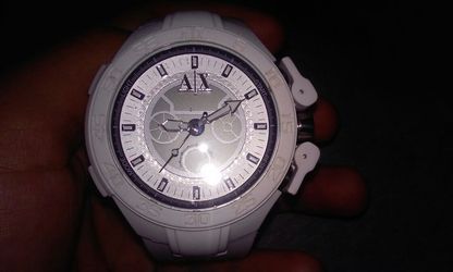 All white AX mens watch. $50 obo