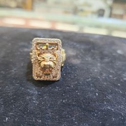 10k Gold Mens Lion Ring