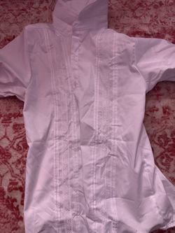White Short Sleeve Blouse with Lace Detail XS
